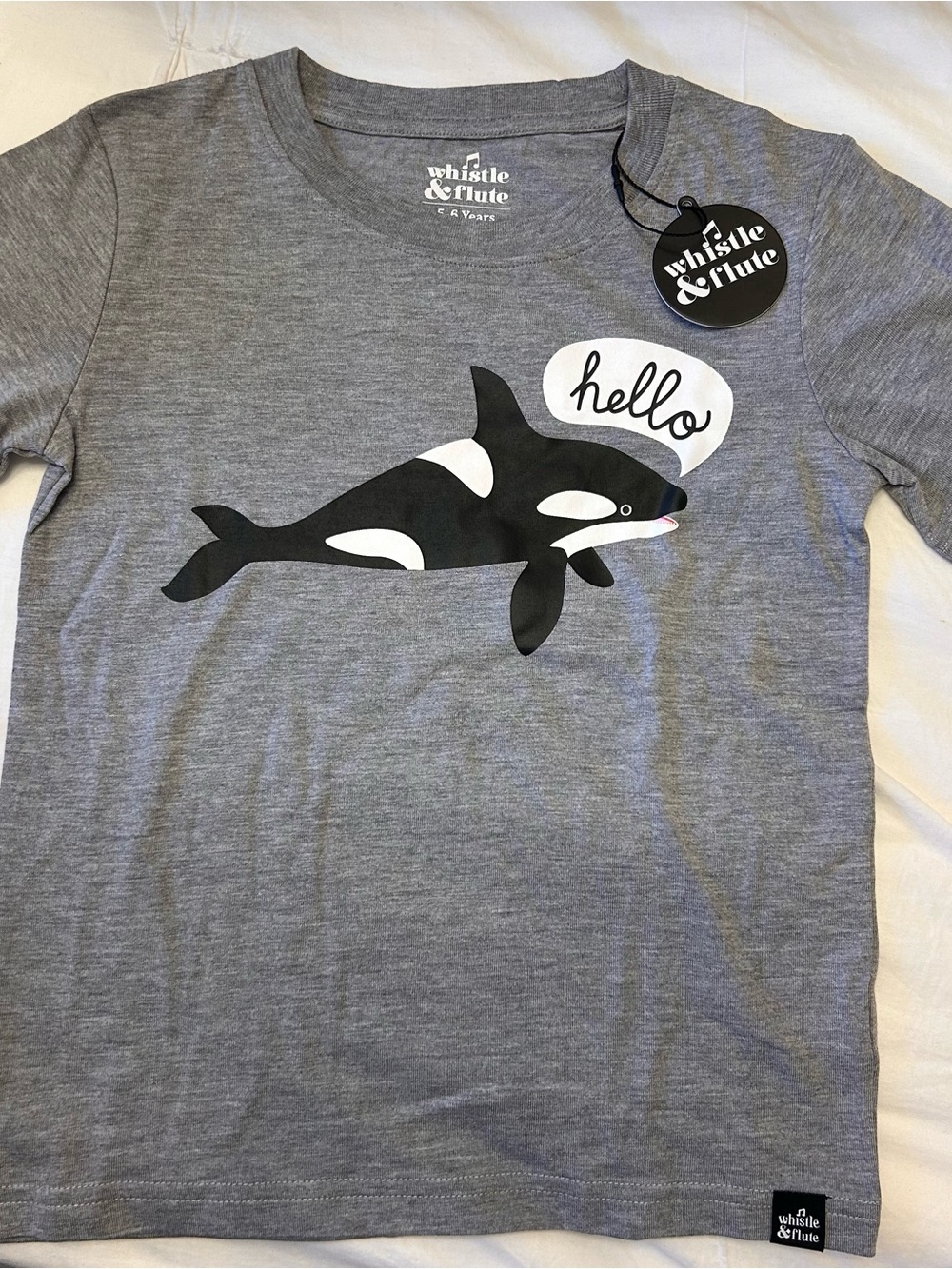 Whistle & Flute hello orca Kids Gray Graphic Tee
